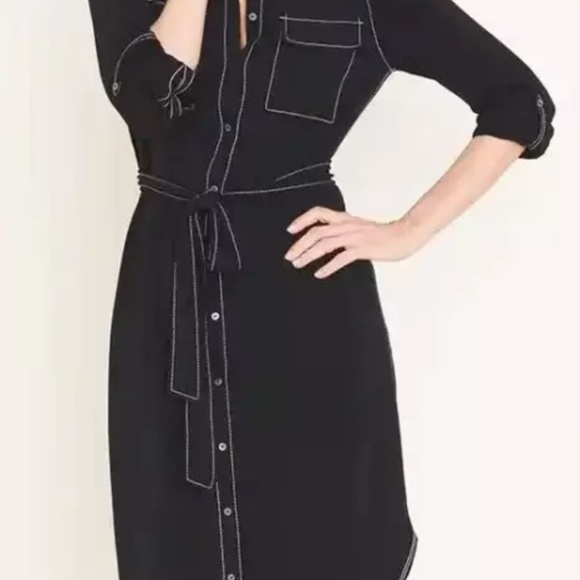 Chico's Women's Travelers Shirt Dress in Black Button Sleeve Size: 0 NWT - Picture 2 of 6